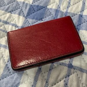 56. Danier Business Card Holder - Red/Black - Genuine Leather
